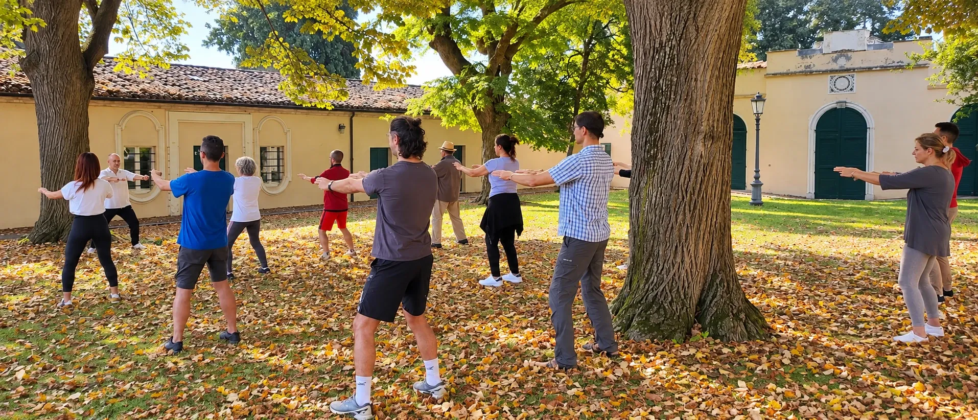 Group Qigong practice outdoors